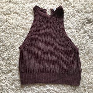 Maroon knit cropped tank